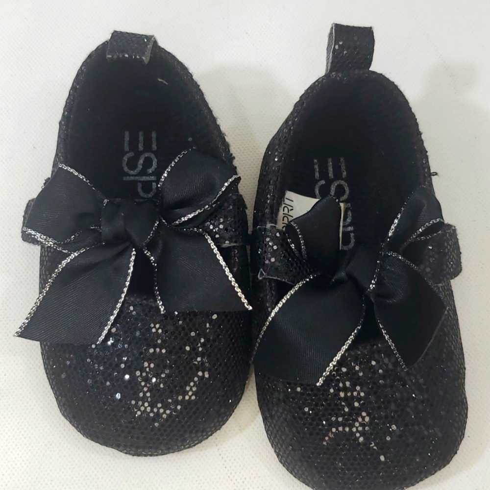 Espirit glittert black shoes 6-12 months